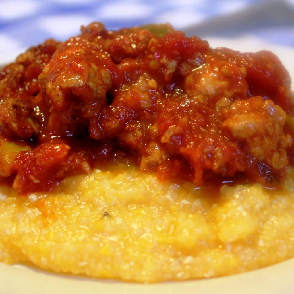 Grits and red sauce